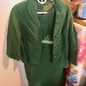 Elegant Green Dress with Jacket